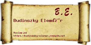 Budinszky Elemér névjegykártya