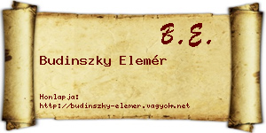 Budinszky Elemér névjegykártya